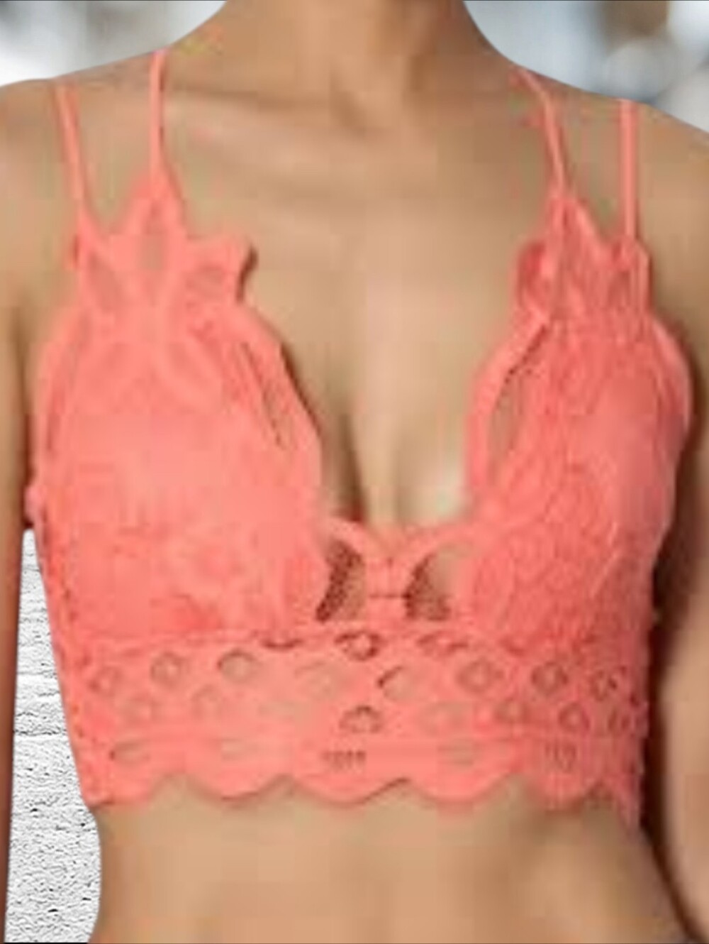 Zenana Crochet Lacy Bralette Coral Size 2x